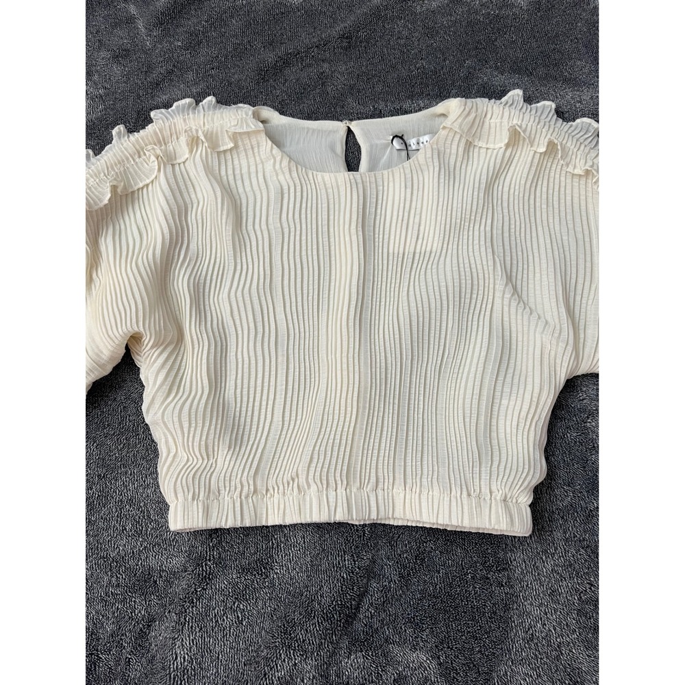 NWT Romantic Endless Rose Pleated Top with Ruffle Sleeve Cream Off White XS - Picture 3 of 8